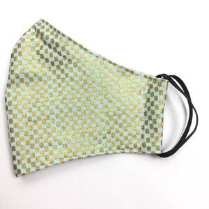 2/$15 -‎ Green Mask, Mint Green, Gold Squares, Face Mask, Filti Filter